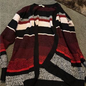 Caren Sport Black and Red Striped Cardigan